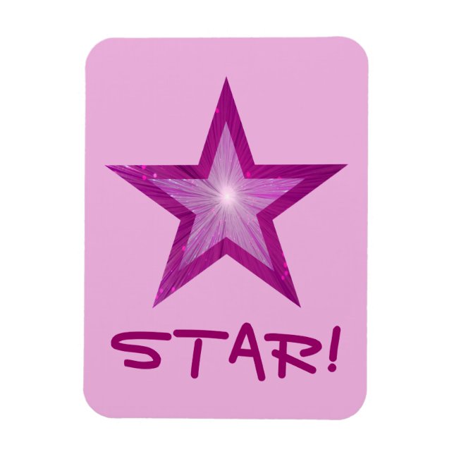Pink Star 'STAR!' flexible magnet pink (Vertical)
