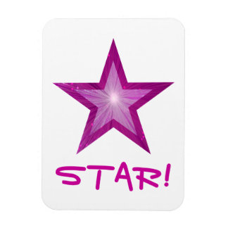 Pink Star 'STAR!' flexible magnet white