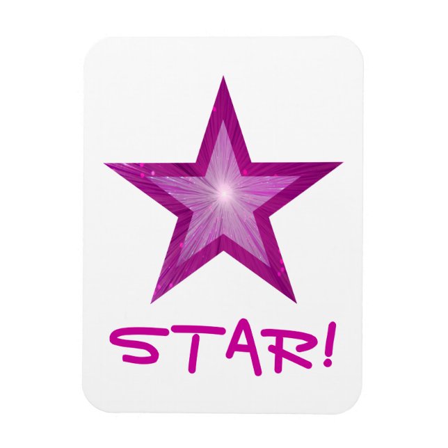Pink Star 'STAR!' flexible magnet white (Vertical)