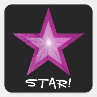 Pink Star 'STAR!' square sticker black