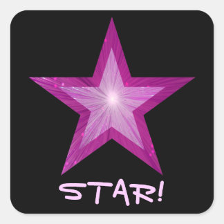 Pink Star 'STAR!' square sticker black
