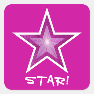 Pink Star 'STAR!' square sticker pink
