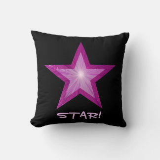 Pink Star 'STAR!' throw pillow square black