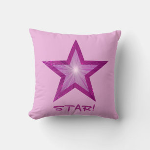 Pink Star 'STAR!' throw pillow square pale pink