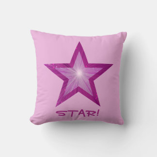 Pink Star 'STAR!' throw pillow square pale pink