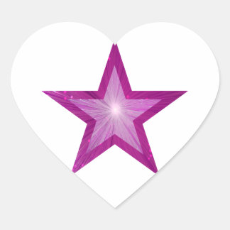 Pink Star sticker heart white