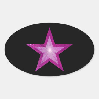 Pink Star sticker oval black
