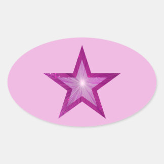 Pink Star sticker oval pale pink
