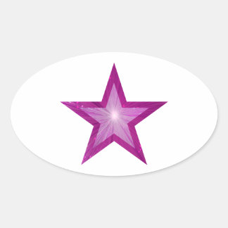 Pink Star sticker oval white
