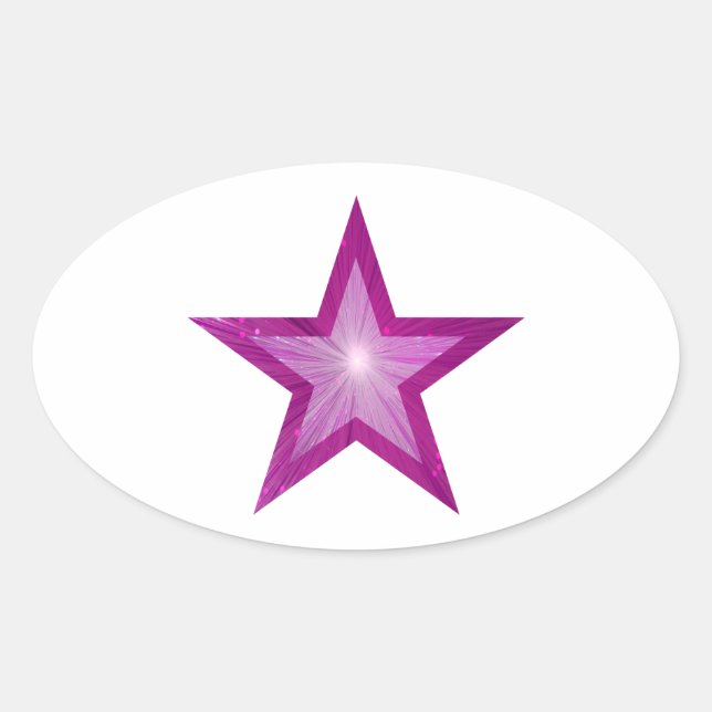 Pink Star sticker oval white (Front)