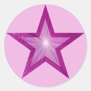 Pink Star sticker round pale pink