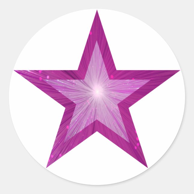 Pink Star sticker round white (Front)