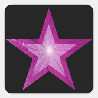 Pink Star sticker square black