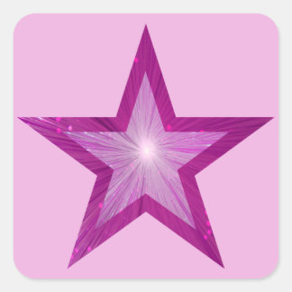 Pink Star sticker square pale pink