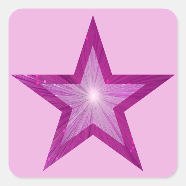 Pink Star sticker square pale pink (Front)