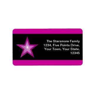 Pink Star stripe address label medium black