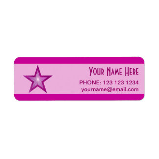 Pink Star stripe 'Name' text label small ink
