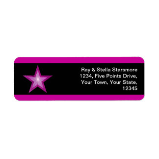 Pink Star stripe return address label black