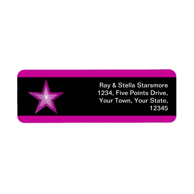 Pink Star stripe return address label black (Front)