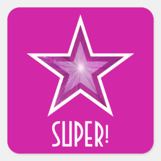 Pink Star 'SUPER!' square sticker pink
