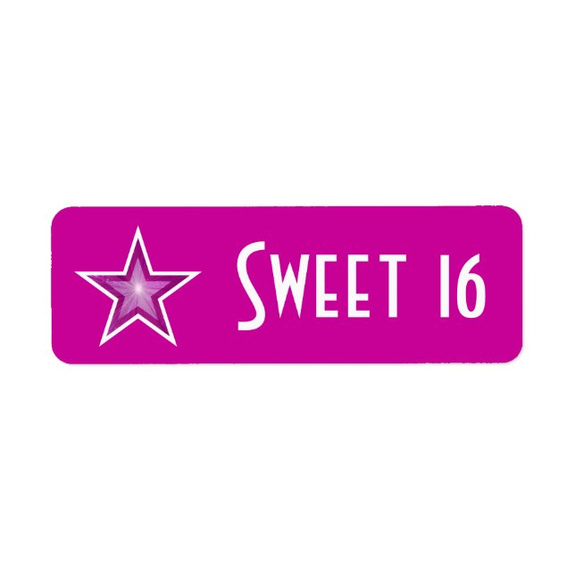 Pink Star 'Sweet 16' label small pink (Front)