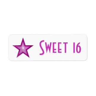 Pink Star 'Sweet 16' label small white