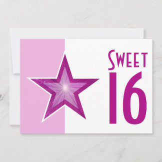 Pink Star 'Sweet 16' pale pink white Invitation