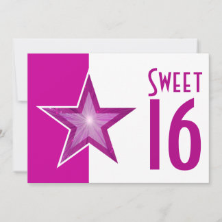 Pink Star 'Sweet 16' pink white Invitation