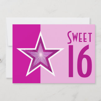 Pink Star 'Sweet 16' two tone pink Invitation