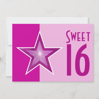 Pink Star 'Sweet 16' two tone pink Invitation