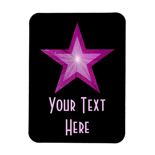 Pink Star 'Text' flexible magnet vertical black (Vertical)