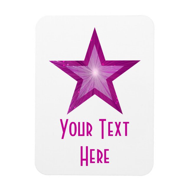 Pink Star 'Text' flexible magnet vertical white (Vertical)
