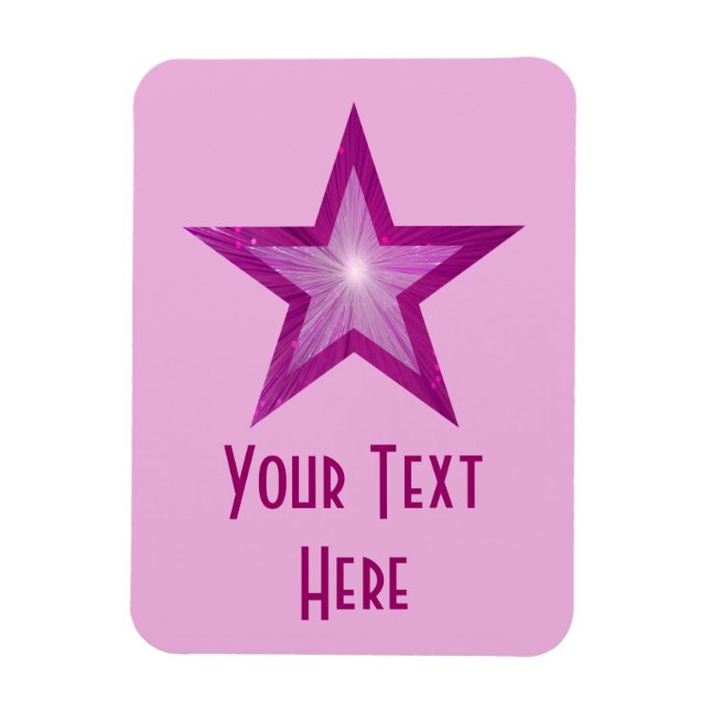 Pink Star 'Text' vertical pale pink flexible Magnet (Vertical)