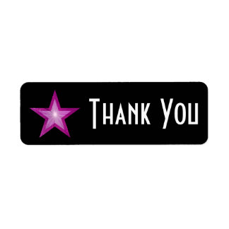 Pink Star 'Thank you' label small black