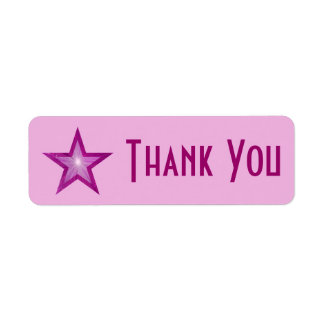Pink Star 'Thank you' label small pale pink
