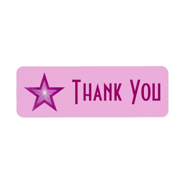 Pink Star 'Thank you' label small pale pink (Front)