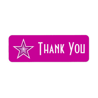 Pink Star 'Thank you' label small pink