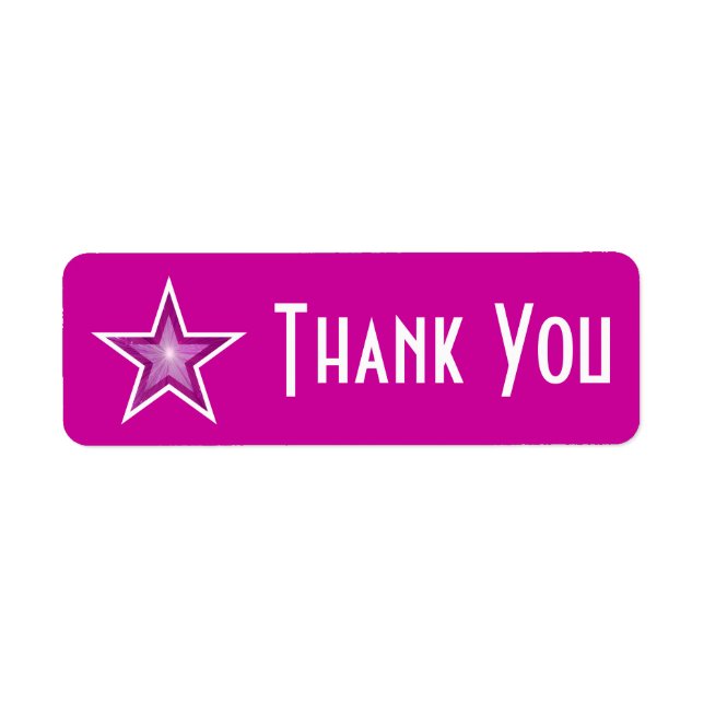 Pink Star 'Thank you' label small pink (Front)
