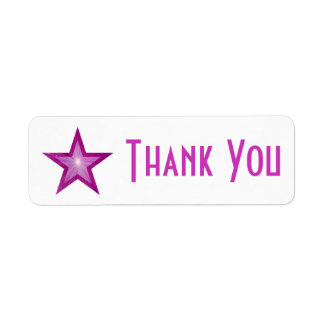 Pink Star 'Thank you' label small white
