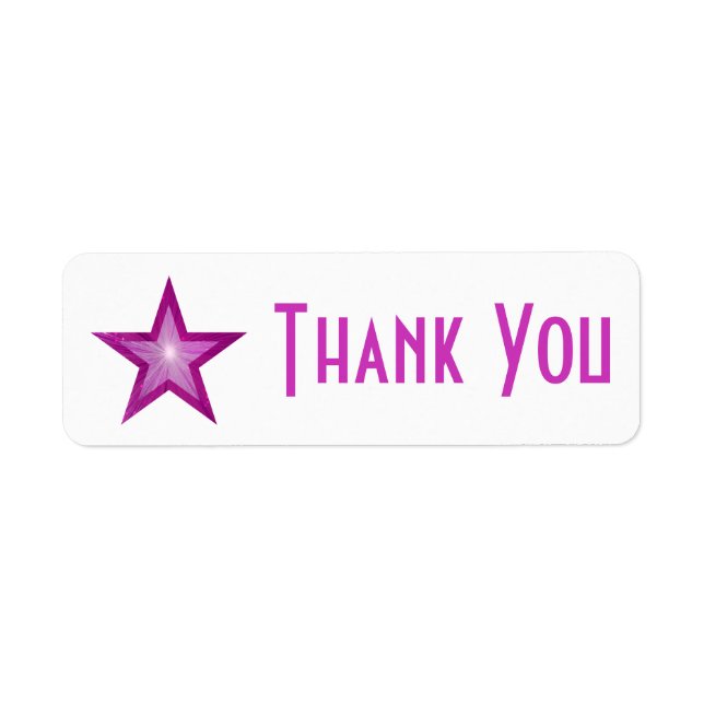 Pink Star 'Thank you' label small white (Front)