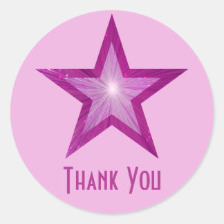 Pink Star "Thank You" round sticker pale pink