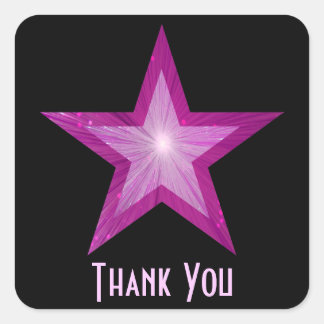 Pink Star "Thank You" square sticker black