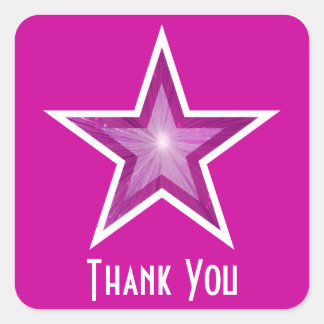 Pink Star 'Thank You' square sticker pink