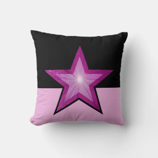 Pink Star throw pillow square pale pink black