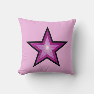 Pink Star throw pillow square pale pink black back