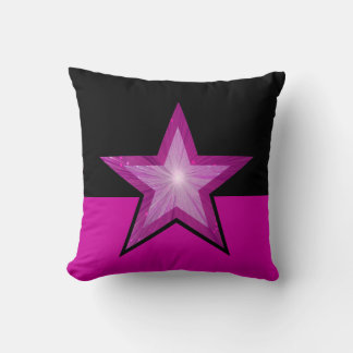 Pink Star throw pillow square pink black