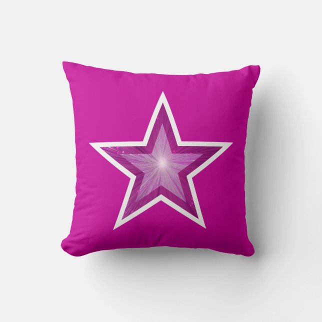 Pink Star throw pillow square pink white (Front)