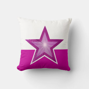 Pink Star throw pillow square pink white