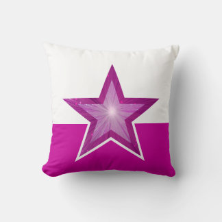 Pink Star throw pillow square pink white