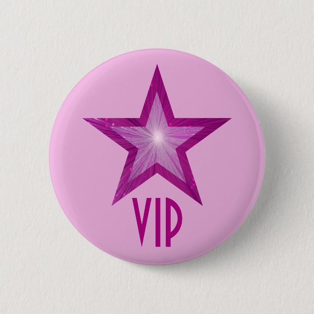 Pink Star 'VIP' button pale pink (Front)